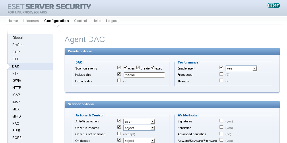 Configuración - Agente DAC