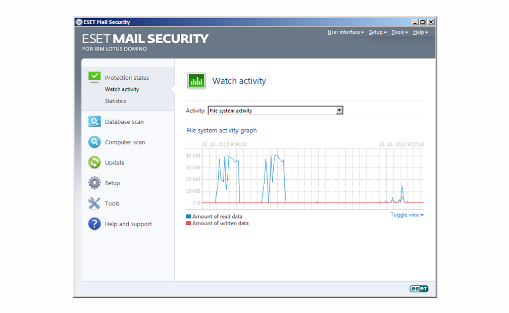 ESET Mail Security para IBM Lotus Domino - Visualización de la actividad