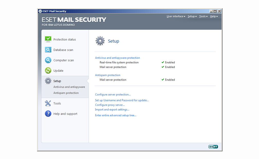 ESET Mail Security para IBM Lotus Domino - Configuración