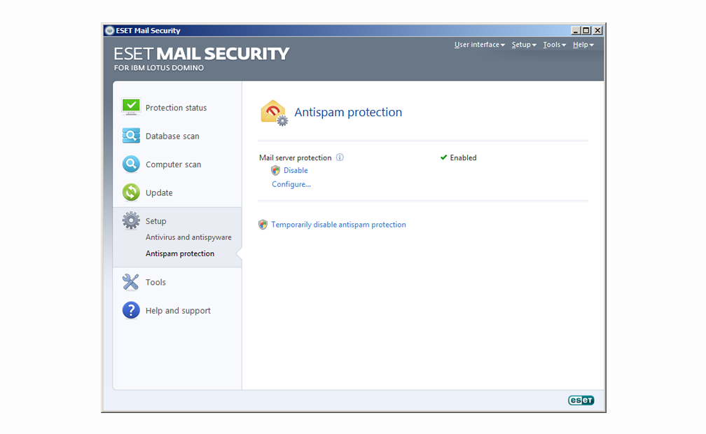 ESET Mail Security para IBM Lotus Domino - Configuración - Protección antispam