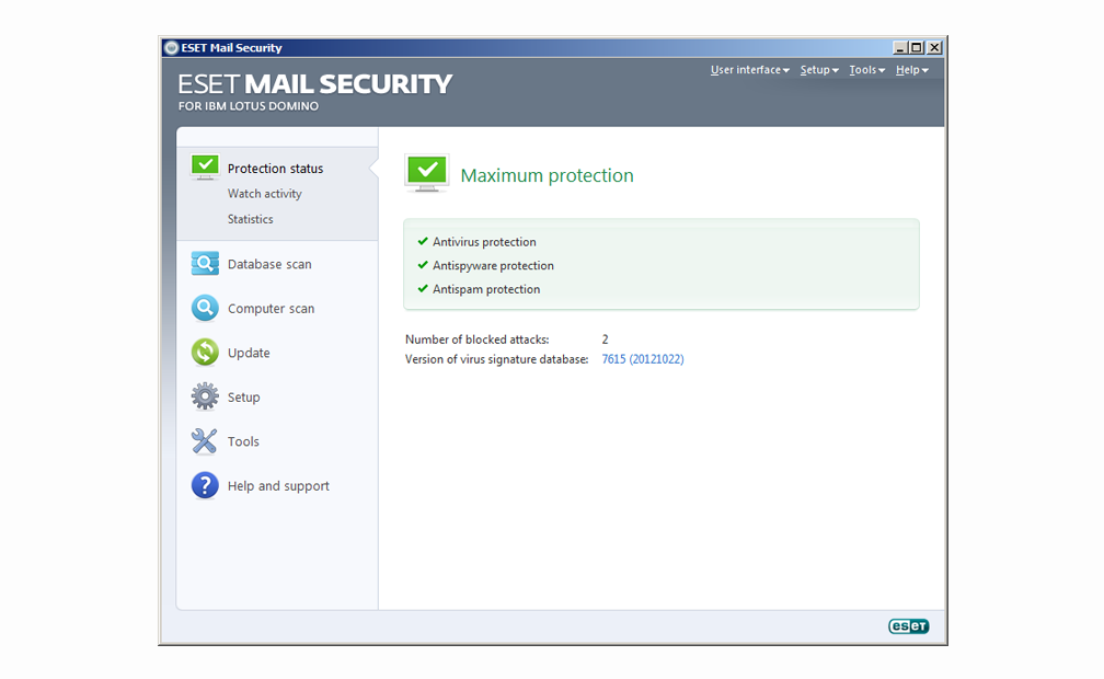 ESET Mail Security para IBM Lotus Domino - Estado de protección