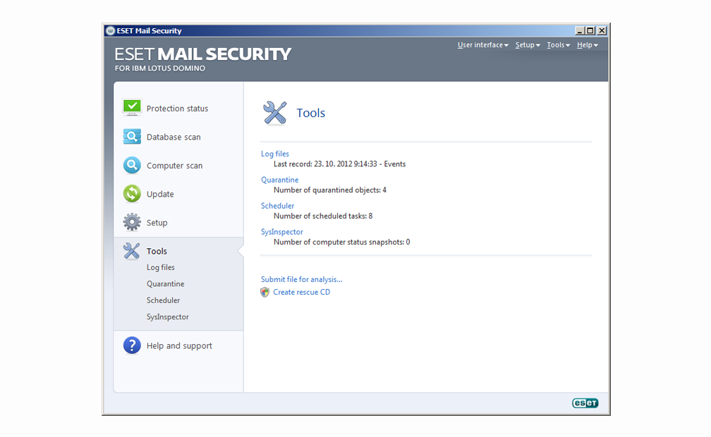 ESET Mail Security para IBM Lotus Domino - Herramientas