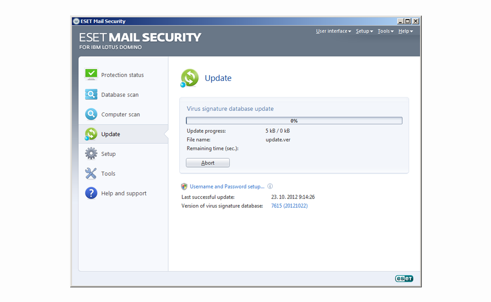 ESET Mail Security para IBM Lotus Domino - Actualización