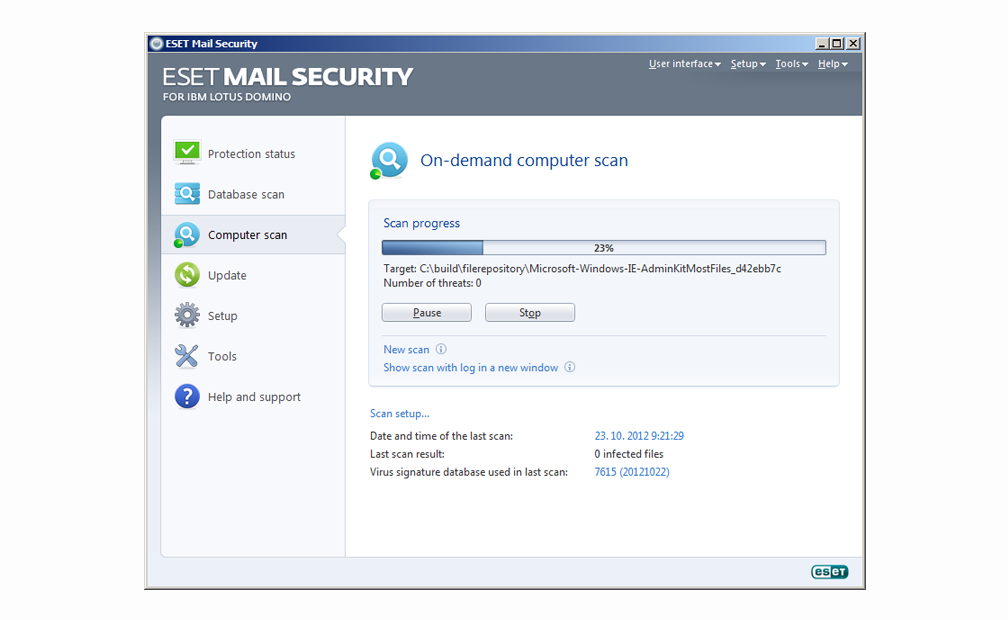 ESET Mail Security para IBM Lotus Domino - Exploración del equipo bajo demanda