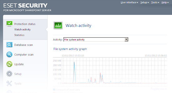 ESET Security para Microsoft SharePoint: Visualización de la actividad