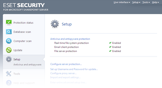 ESET Security para Microsoft SharePoint: Configuración