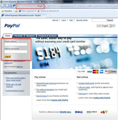 Sitio Falso de acceso a PayPal